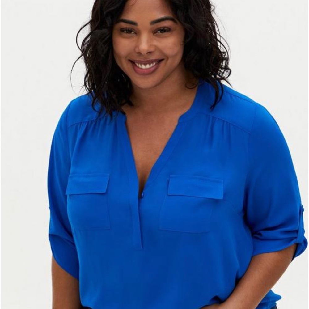 Torrid Harper Georgette Pullover 3/4 Sleeve Blouse sz 3